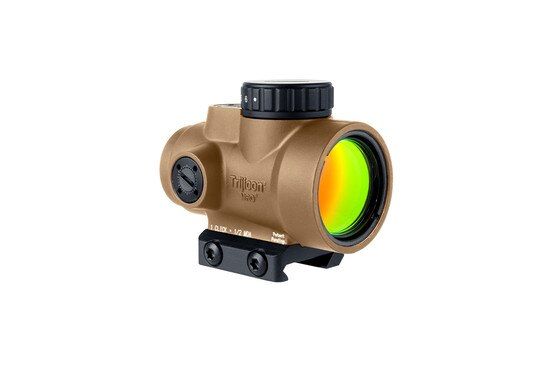 Coyote Brown anodized red dot optic with 2 MOA Red Dot reticle.